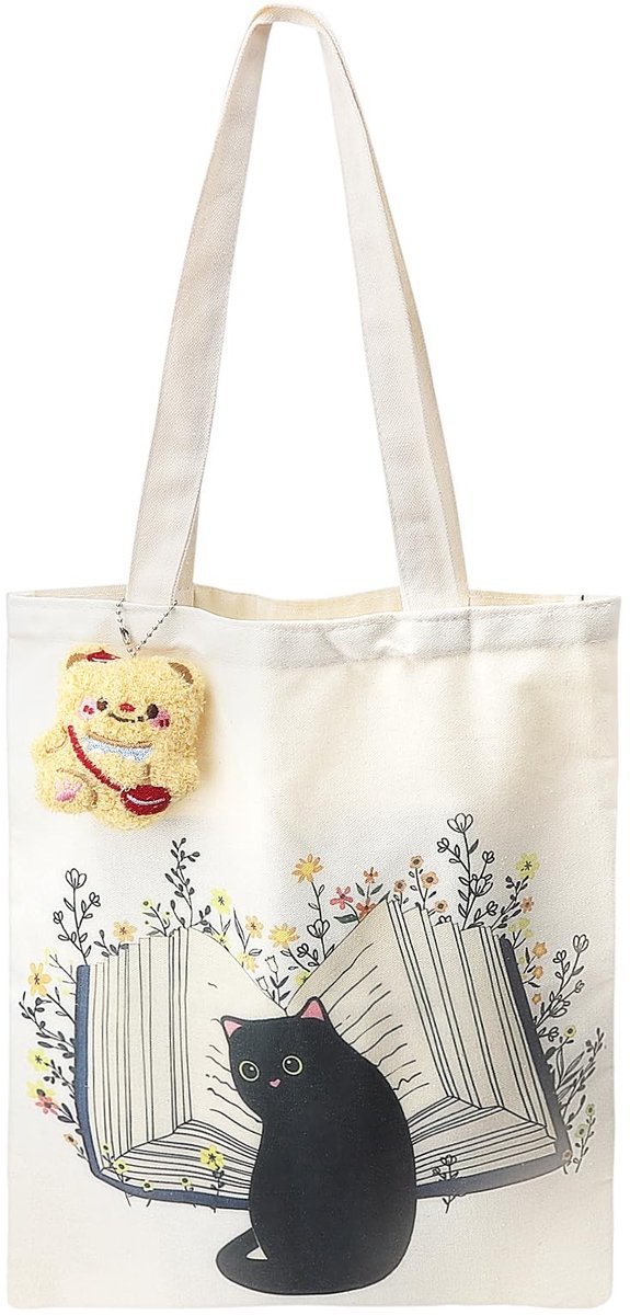 Dailygoods - Cosensi - Dailygoody - Vouwbare Tas - Cat Lovers - Aesthetic Jute Bag - Beige - Handige Schoudertas - Voor Vrouwen - 40 x 30 cm