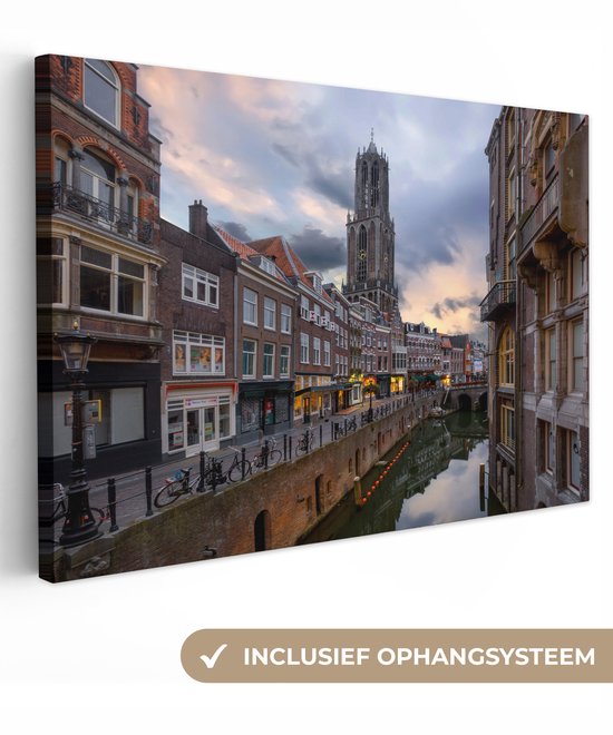 Canvas schilderij 120x80 cm - Wanddecoratie Water - Utrecht - Lucht - Muurdecoratie woonkamer - Slaapkamer decoratie - Kamer accessoires - Schilderijen op canvas