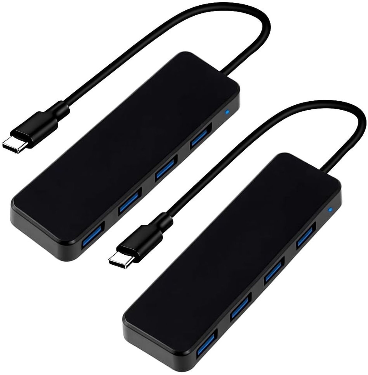 Dailygoods - 2 Stuks USB 3.0 Hub met 4 Poorten voor Snelle Verbinding