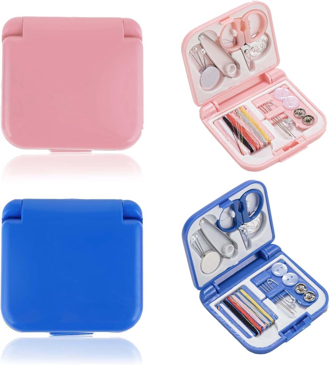 carmdering - Mini Reis Naai Set - Draagbare Naaidoos - Noodreparatie Kit - Veilige Opbergruimte - Gemakkelijke Toegang - Duurzaam Plastic - Compact Ontwerp - Ideaal Voor Reizen - 2 Stuks