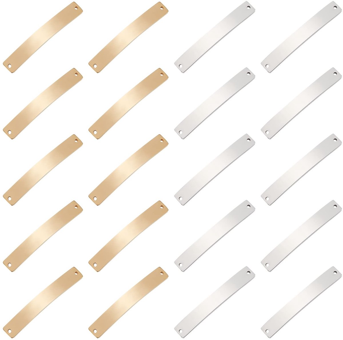 Dailygoods - Dailygoody - Lege etiketten - Sieraden maken - Roestvrij staal - Rechthoekig - Knutselen - 20 stuks - 2 kleuren - Geschikt voor hobbyisten