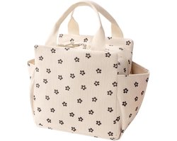 Lunchtas - Lunchtas dames - Lunchtas kinderen- Herbruikbare geïsoleerde lunchbox - Houdt eten warm of koud – Zijvak voor waterfles - Grote inhoud - Ideaal voor werk - Picknicks en reizen - Beige