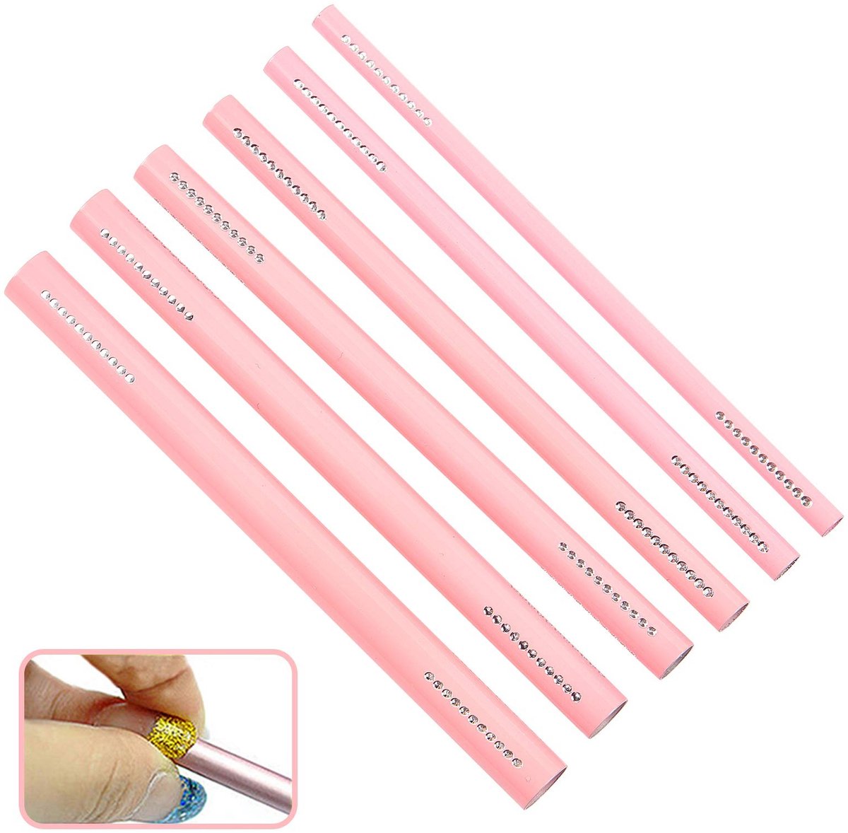 Dailygoods - Set van 6 Roze Nail Shaping Sticks voor Nail Art