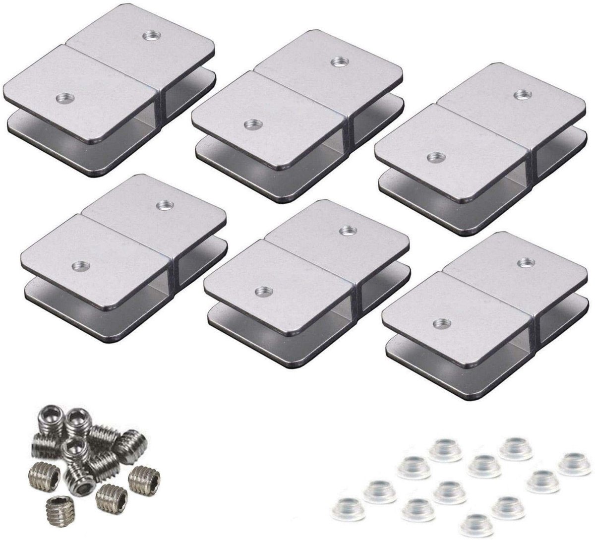 Dailygoods - Euro Tische Plankhouder - Stabiele Plankdragers - Elegante Look - Zilver - Glas- en Houten Vloeren - 12 Stuks - Inclusief Schroeven