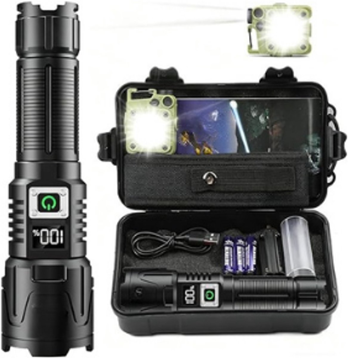A09 Zaklamp LED Oplaadbaar - 1000 Lumen - USB-C - 3 Modi - COB Werklamp met Magneet - IPX6 Waterdicht - Tactische Zaklamp voor Kamperen
