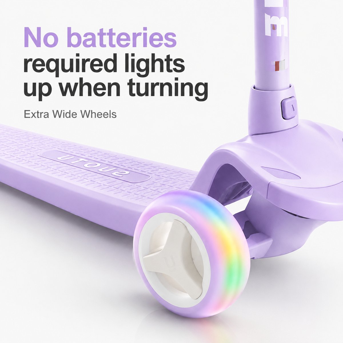Suotu Kinderstep - Step - 3 Lichtgevende Wielen - EXTRA BREEDE WIELEN - Step 3+ Jaar tot 50kg - Speelgoed Jongens/Meisjes - Lichtpaars — afbeelding 7