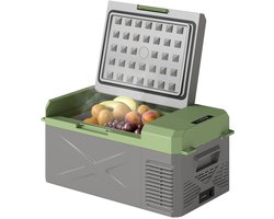 Compressor Koelbox - Elektrische Koelbox - Koelbox 12V 220V - Mini Koelkast - Vriesfunctie - Energiezuinig - Stil - Draagbaar - Auto - 60,2cm - 16,3L - Grijs Groen