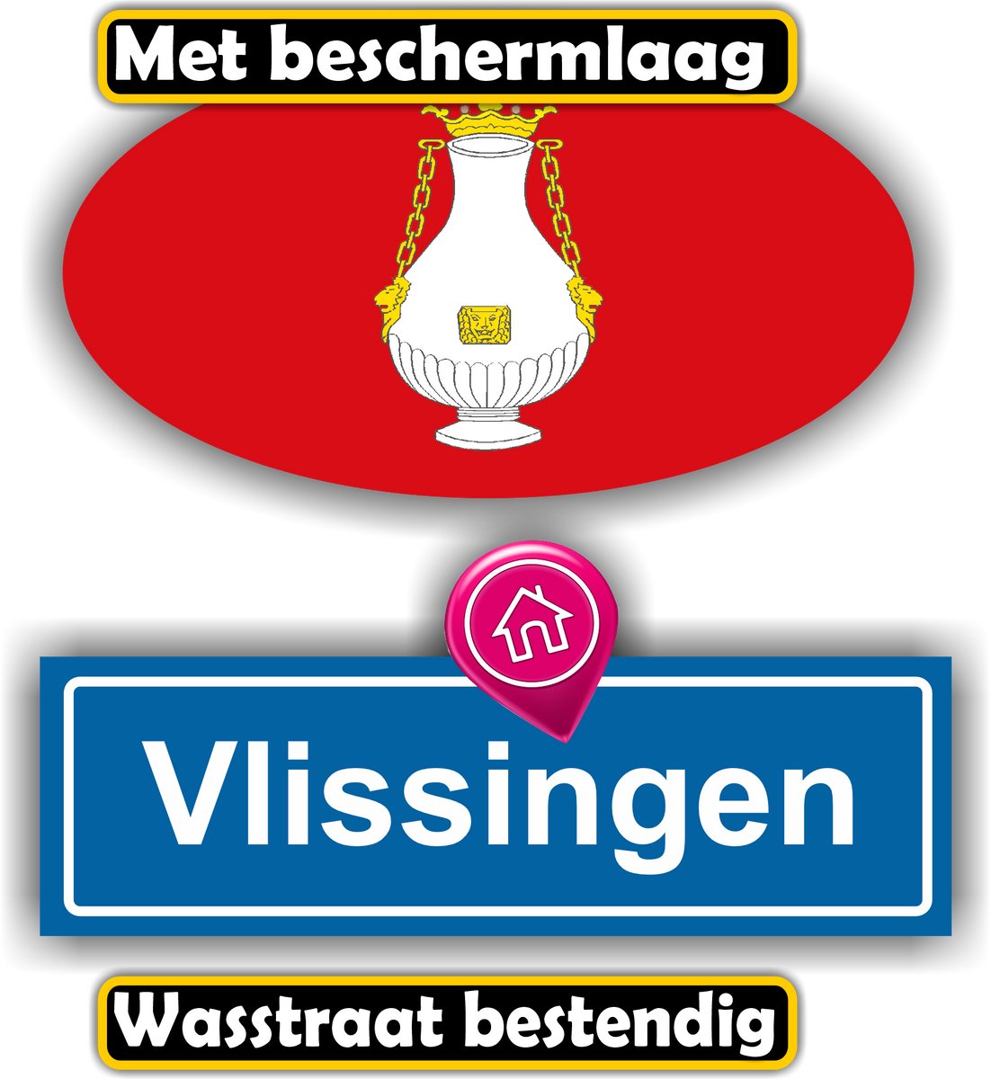 Jerma - Vlissingen - Auto - Sticker - set 2 - Ovaal 13x7 cm - rechthoek 13x6 cm - Zelfklevend - Vinyl