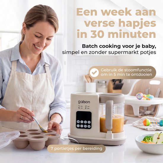 Gatson Pro BabyChef - Blender en Stomer - Inclusief Babyvoeding bewaarbakje - Met Cook, Steam en Blend-Functie - Baby Food Maker - Baby Foodprocessor - Babyshower van Gatson — afbeelding 4