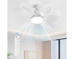 Verte Stille Plafondventilator met Verlichting | Lamp en Afstandsbediening - Wit - Woonkamer | Slaapkamer | Keuken