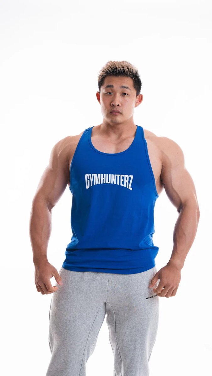 Gymhunterz Tanktop - Tanktop heren - Tanktop fitness - bodybuilding - Halter shirt mannen - Kleur Blauw- Maat L