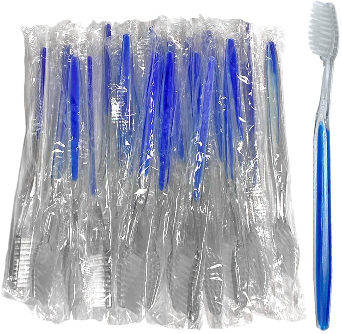 Dailygoods - Set van 24 Wegwerptandenborstels met Blauw Handvat