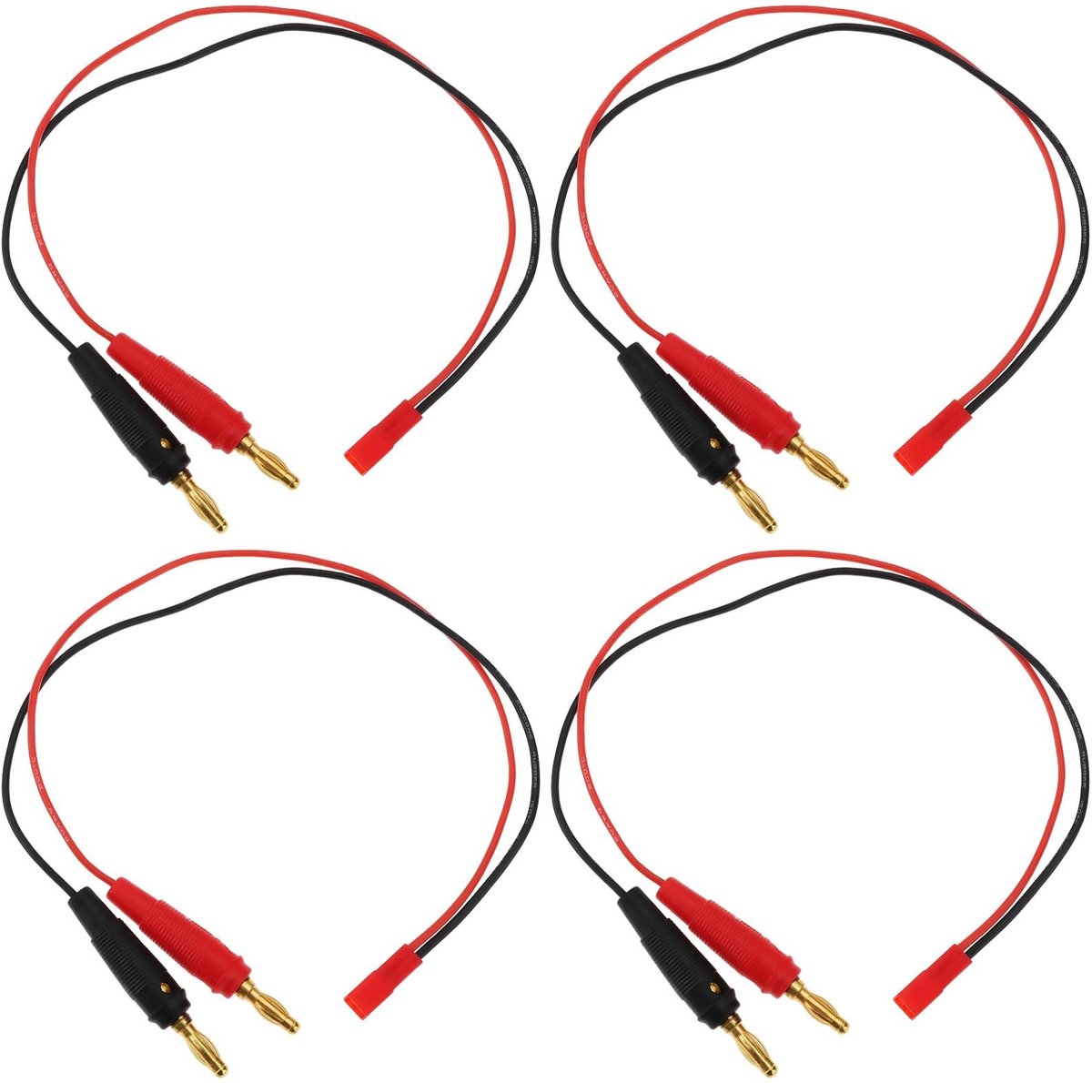 Dailygoods - Set van 4 Banaan Connector naar JST Laadkabels 35cm