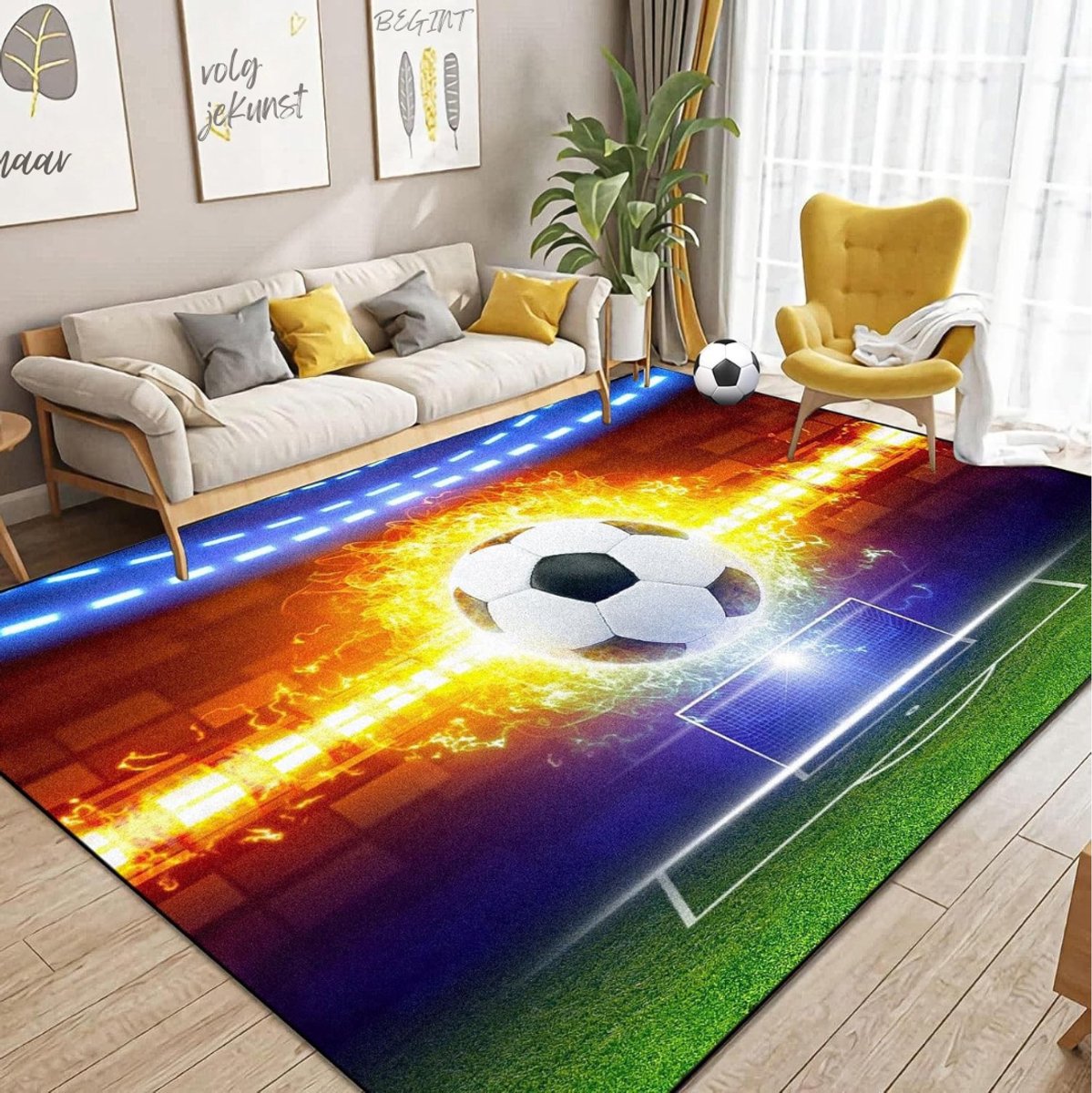 TIM® Voetbalmat - Dribbelmat - Voetbal Tapijt - Veelkleurig - 120cm x 100cm x 3cm