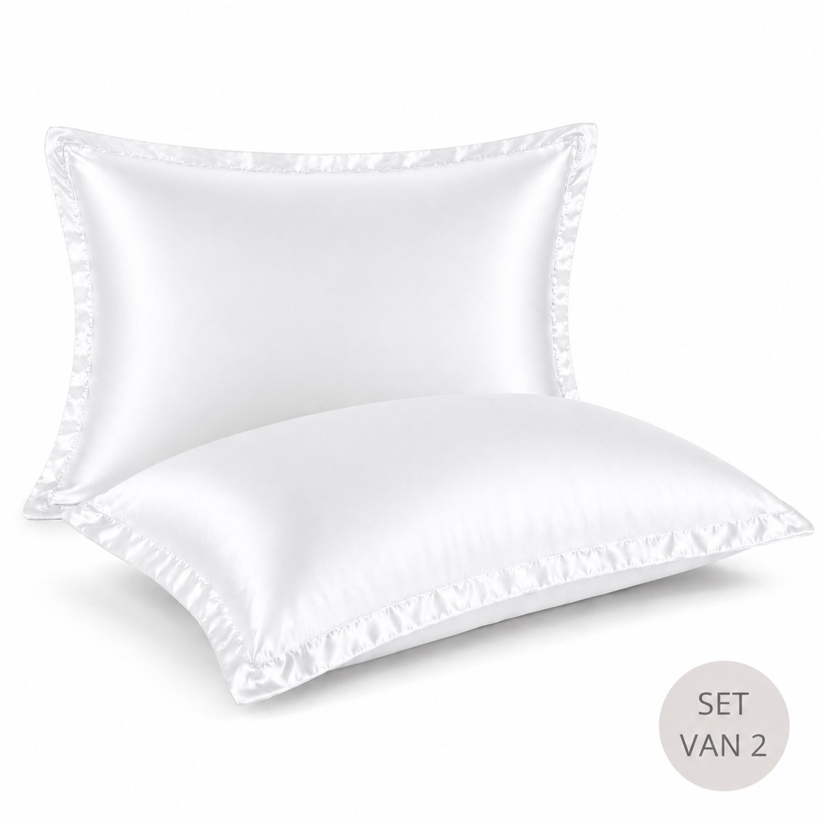 Satijnen kussenslopen 60x70 - Wit - Ademend & Temperatuurregulerend - Voor Haar, Huid & ontspanning - Set van 2