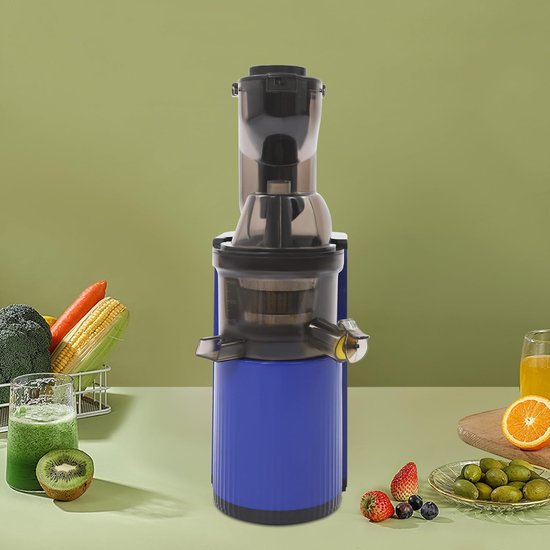 Langzame Sapcentrifuge - Slow Juicer - Sappen Persen - Hoge Sapopbrengst - 21x14x40 cm - Blauw — afbeelding 4