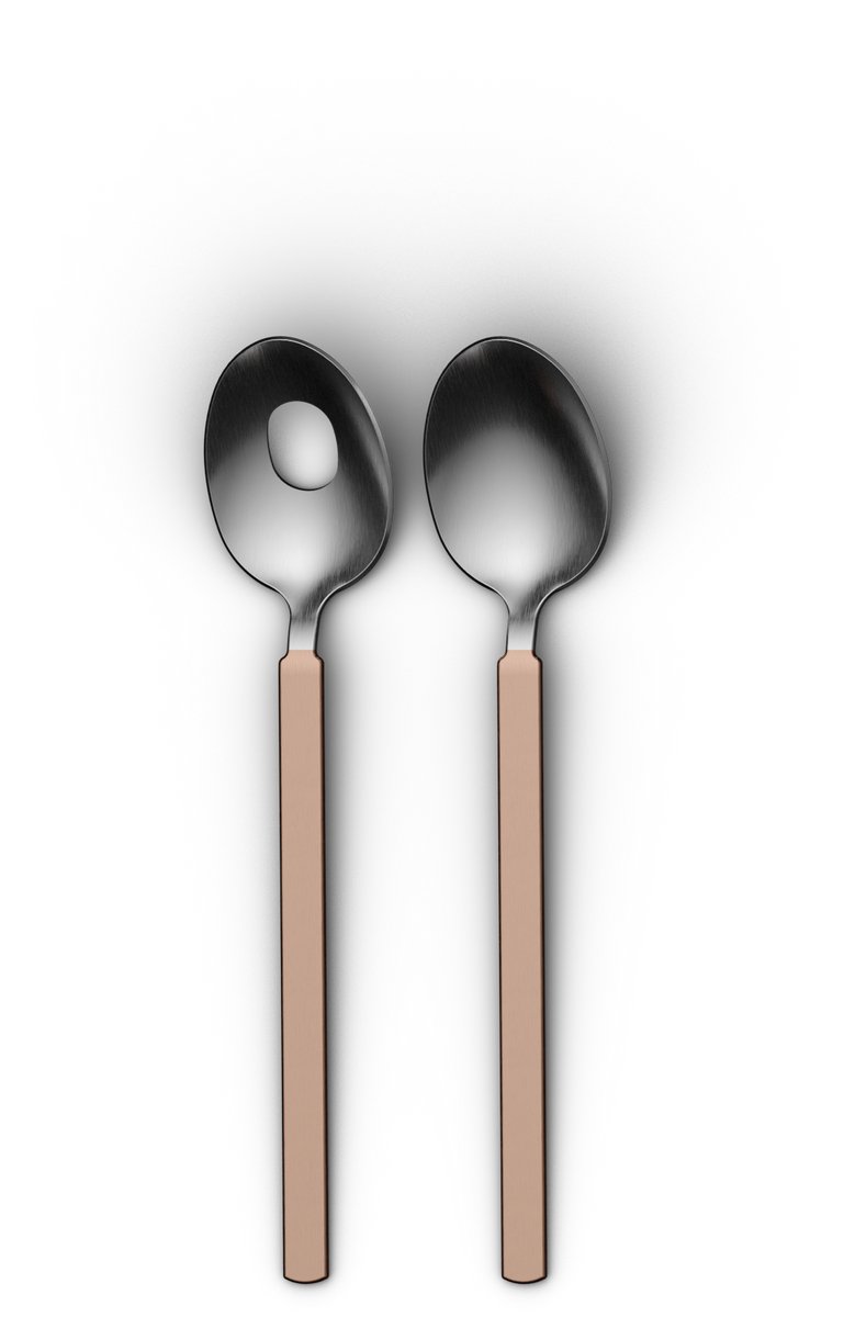 Het BergHOFF Home Saladebestek - 2-delige Sla Bestek - Luxe Slacouvert - Rvs Serveerbestek - Vaatwasbestendige Opscheplepels - Serveergarnituur met Geschenkdoos - Warm Blush