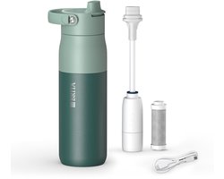 BRITA LARQ iQ Digitale Drinkfles - Groen - 680 ml - Slimme RVS waterfles met hydratatie tracking app, actieve koolstofwaterfilter & UV-C - neutraliseert 99.99% bacteriën, vermindert micro-onzuiverheden, PFAS & meer Image