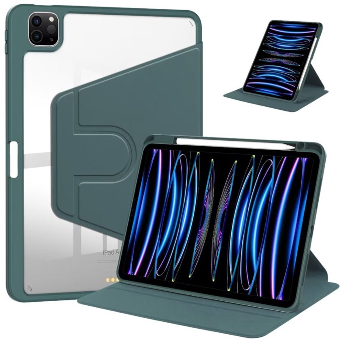 PU Leather Protective Case For Apple iPad Air, Air 2 9.7 inch Midnight Green