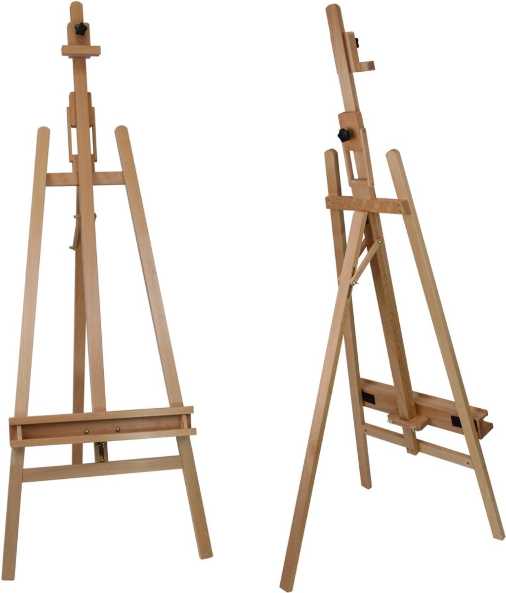 TIM® Atelierezel – Schildersezel Voor Volwassenen En Kinderen - Verstelbare Driepootezel - Veldezel - Studio ezel - Tafelezel – Workstation - Bruin - 17cm x 66cm x 170cm