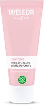 WELEDA Sensitive verzachtende reinigingsmelk met biologische amandel in een roze tube.