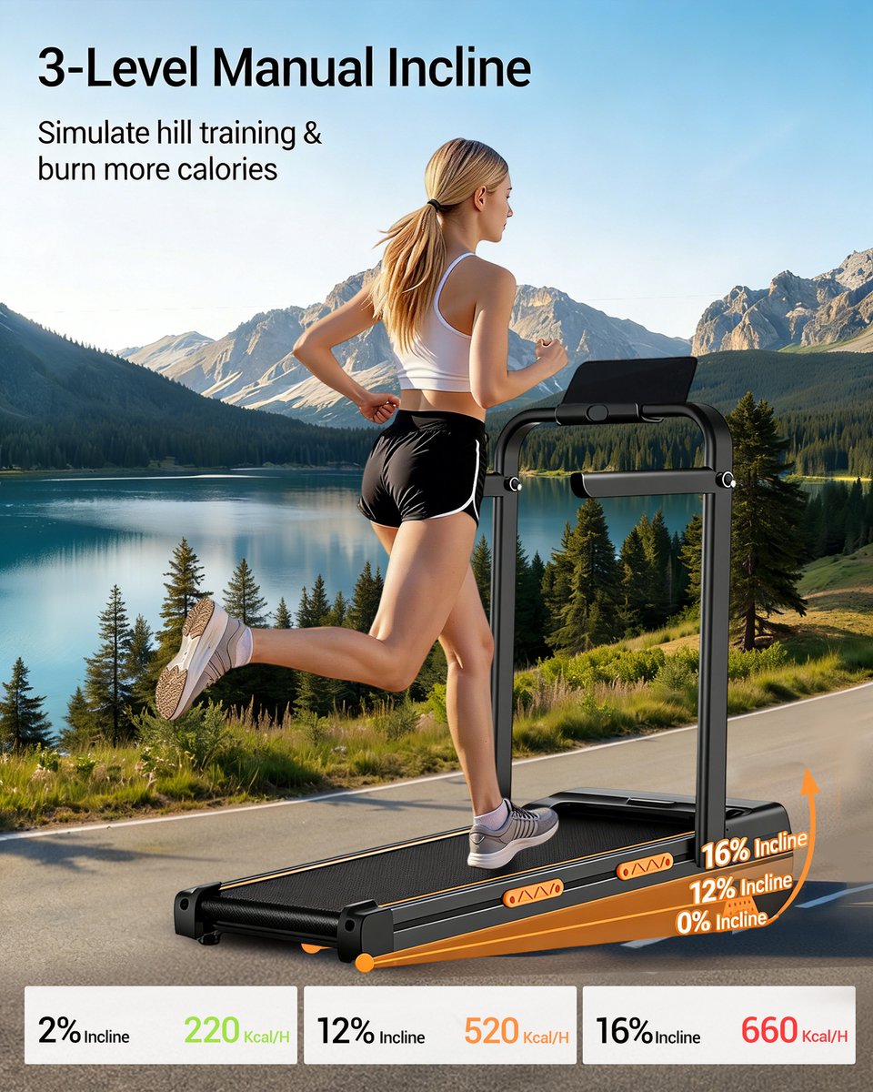 Walking Pad met helling 16%, 10 km/u loopband voor thuis met - Product - €178,99