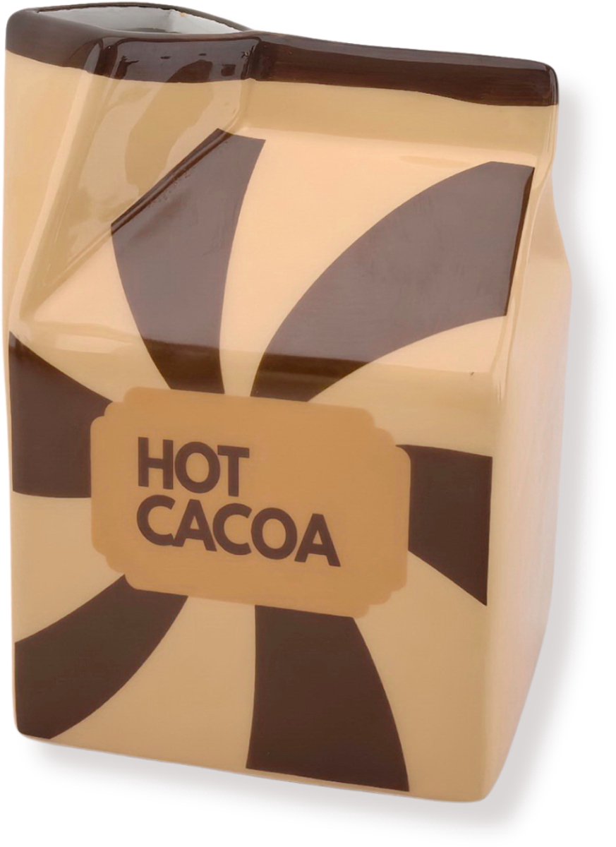 Housevitamin Bloermenvaas - Melkpak Vaas 'Hot Cocao' - Bruin/Karamel - Dolomiet - 10,5x9x13,5cm
