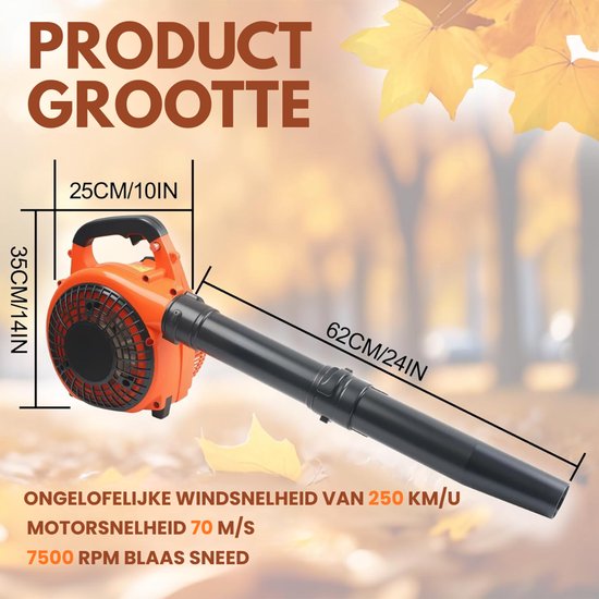 TIM® Bladblazer Benzine - Bladblazer - Bladblazers Met Accu - Bladblazers - Bladblazer Benzine - Oranje - 30cm x 30cm x 20cm van Tim — afbeelding 3