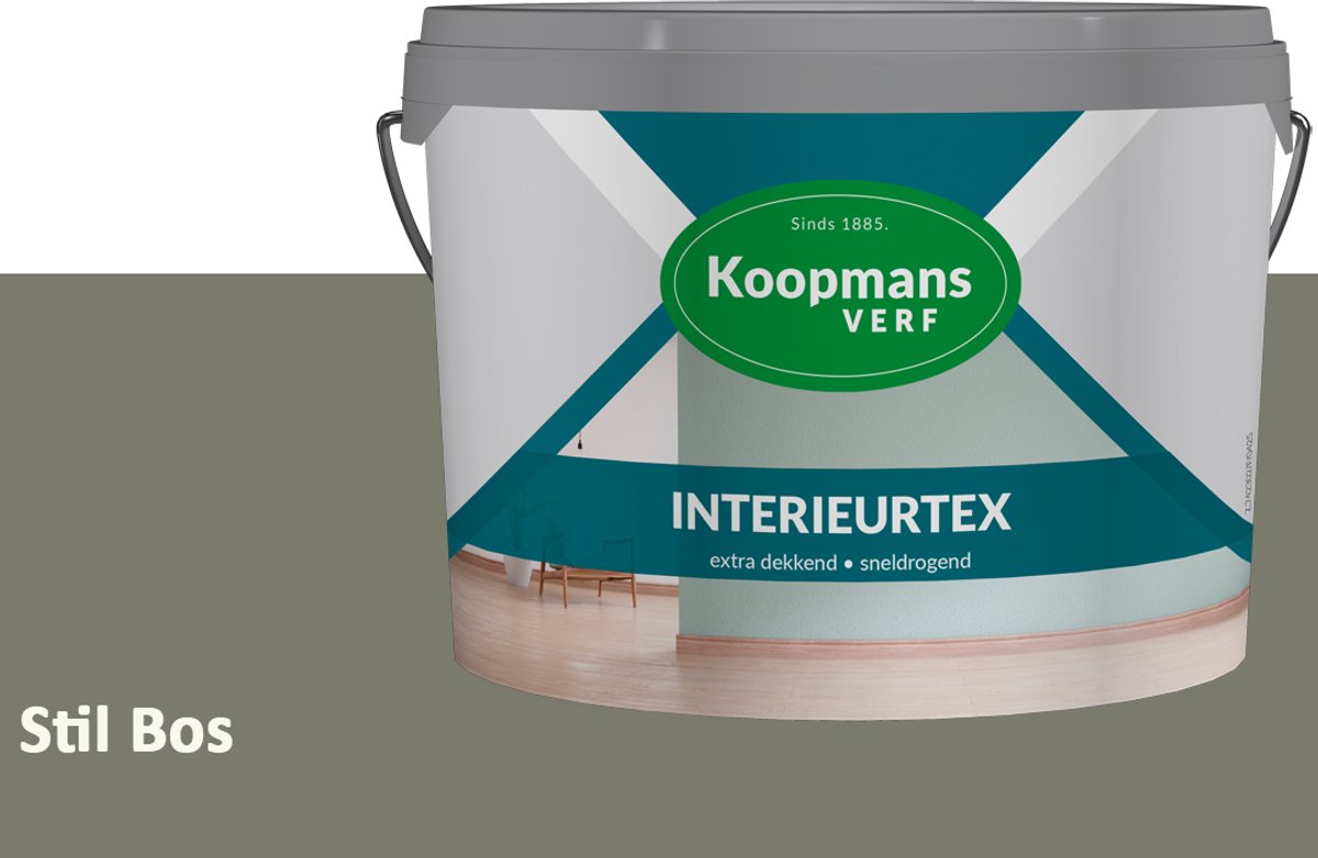Koopmans Interieurtex Matte Muurverf Binnen – Extra Dekkende Sneldrogende Verf voor Muren en Plafonds – Stil Bos – 7,5 l