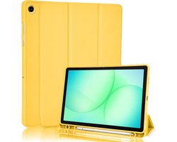 Casemania Hoes Geschikt voor Samsung Galaxy Tab A9 Plus (11 inch) - Geel - Tri Fold Tablet Case - Smart Cover