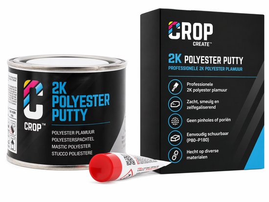 CROP Polyester Plamuur 2K - 125 ml - Reparatie voor Auto - Polyester hars Vulmiddel - Autoplamuur met Verharder - 2 Componenten