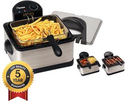 Bestron Frituurpan 4.5 liter - DF402B - Friteuse 2000W - 1 grote, 2 kleine manden, kijkvenster -…