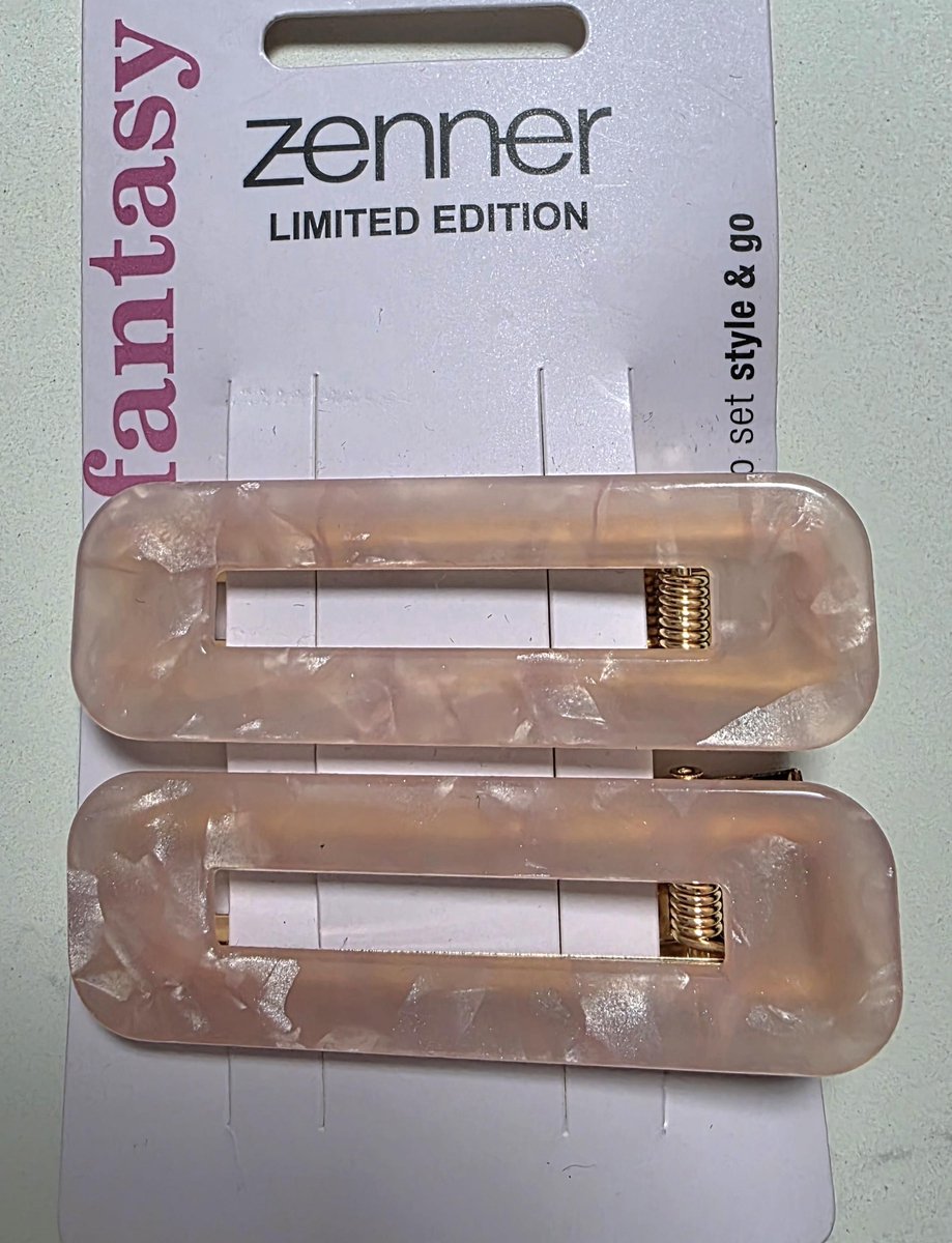 Zenner Fantasy - 2 haarspelden - hairclips - roze parelmoer - goud - 6cm