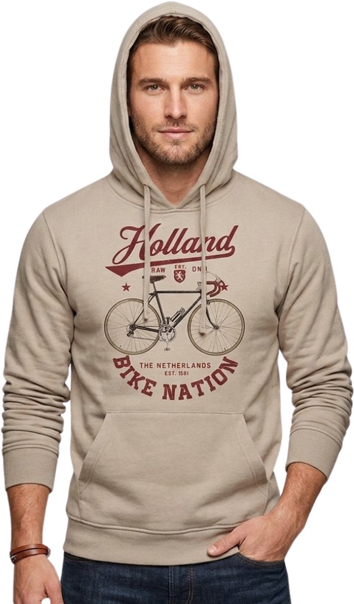 Hoodie Holland bike nation beige | Maat L