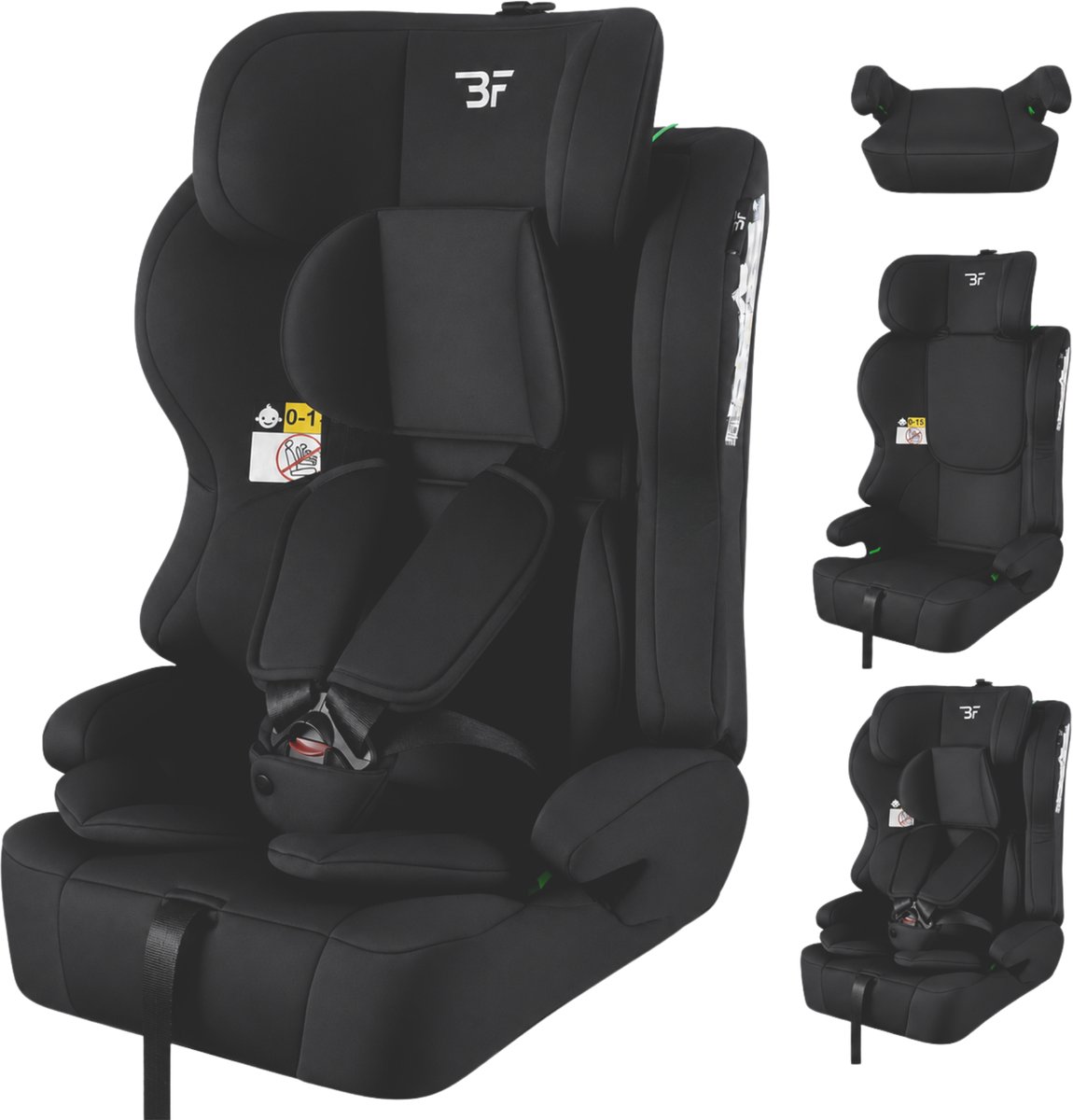 Bebies First Autostoel Grandtour V2 i-Size - Groep 1/2/3 (76 - 150 cm) - Gordel - Zwart