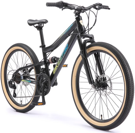 Bikestar MTB Fully staal 21speed 24inch zwart/petrol van Bikestar — afbeelding 4