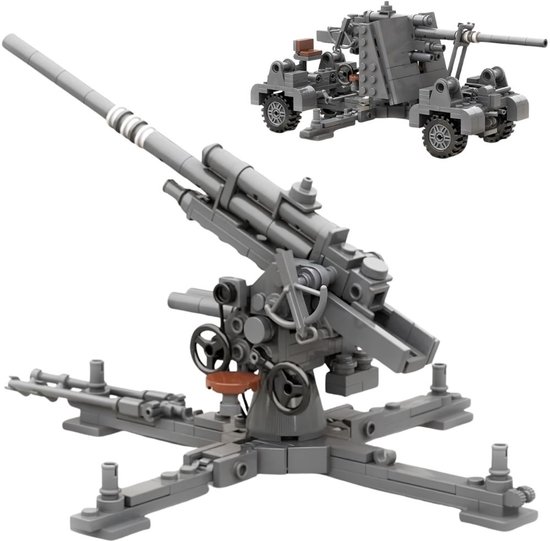 Build Army BA0036 2 in 1 Flak 36 Artillery ww2 icons bouwset | City army weapons | WW2 auto constructie modelbouw | Educatief militair & leger speelgoed bouwpakketten voor kinderen & volwassenen | Schaal 1:35 | Geschikt voor Lego | 1157 bouwstenen