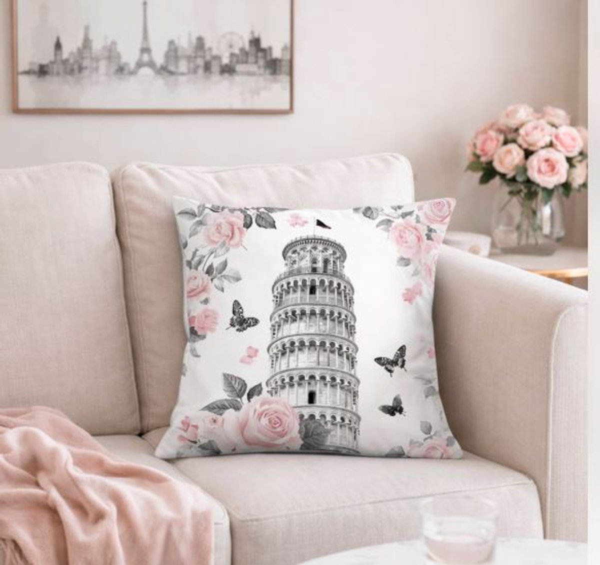 World in Bloom Collection Kussenhoes - Toren van Pisa - 45x45 cm