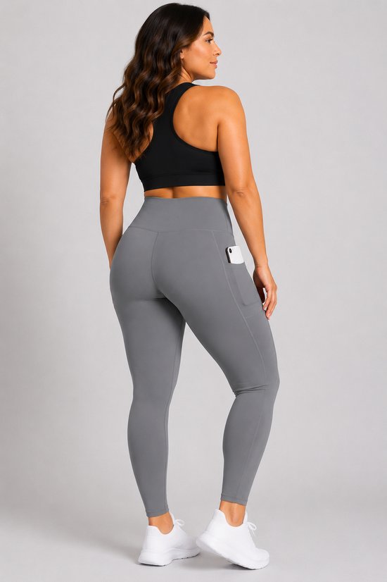 SparkNine Softcurve plus size legging - met zijzakken - 5XL - grijs - zachte stof - ademend - niet doorschijnend — afbeelding 3
