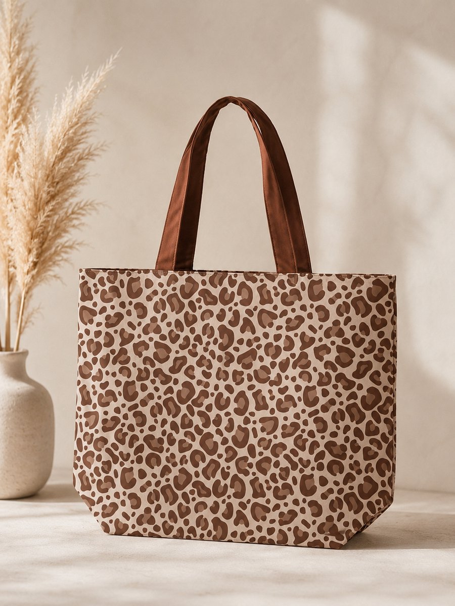 Leopard canvas tas bruin