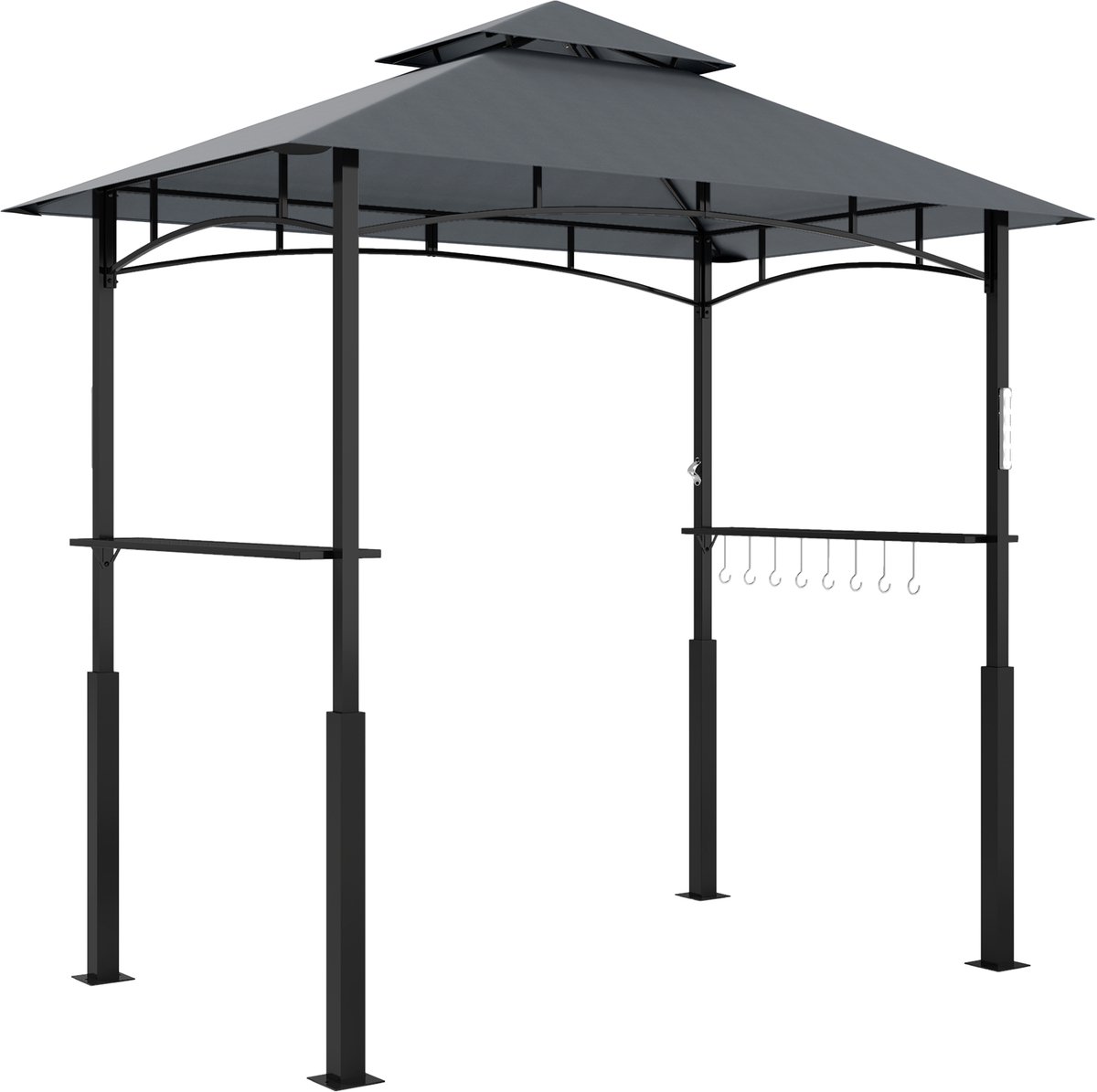 Donkergrijs Barbecue Prieel-Dubbel Dak-Waterdicht Vlamvertragend-Buiten 243x148cm