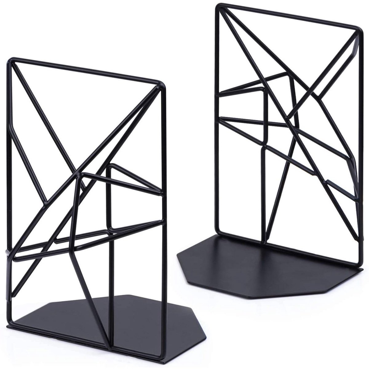 TOVBMUP Boekensteunen set van 2 - Boekenstandaard - Bookstand - Book holder - Boekenhouder - Boekensteun voor volwassenen - Tijdschriftenhouder - Tijdschriftenrek - Modern - Staal - 12 x 8 x 18,5 cm - Zwart