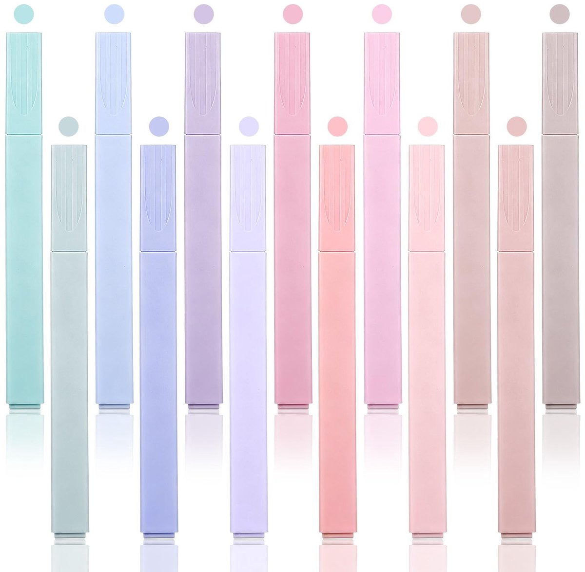 Dailygoods - Set van 12 Esthetische Markeerstiften in Pastelkleuren