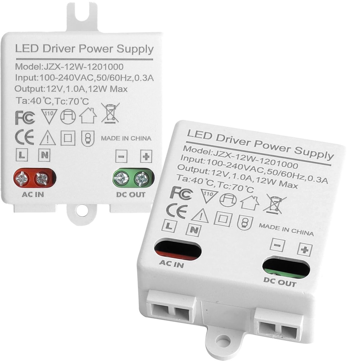 Dailygoods - 2 Stuks LED Transformatoren voor Verlichting 12V