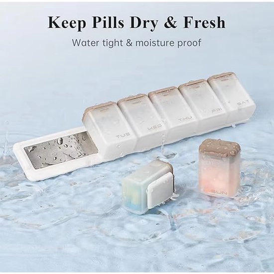 Zirkle DailyDose Pro - Magnetische Pillendoos 7 Dagen - Week Pillendoos met Losse Dagdoosjes - Medicijndoos Organizer voor Medicijnen, Vitamines en Supplementen - Reis Pillendoos - Transparant met kaki Deksels