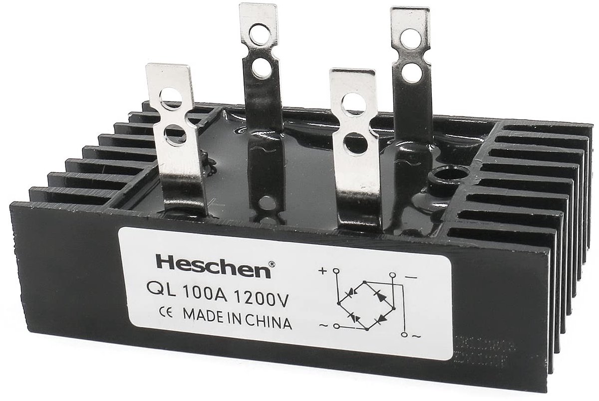 Dailygoods - Dailygoody - Heschen Single Phase Bridge Gelijkrichter - Diode Module - 100 A - Koellichaamontwerp - Energieconversie - Geschikt voor Elektronische To
