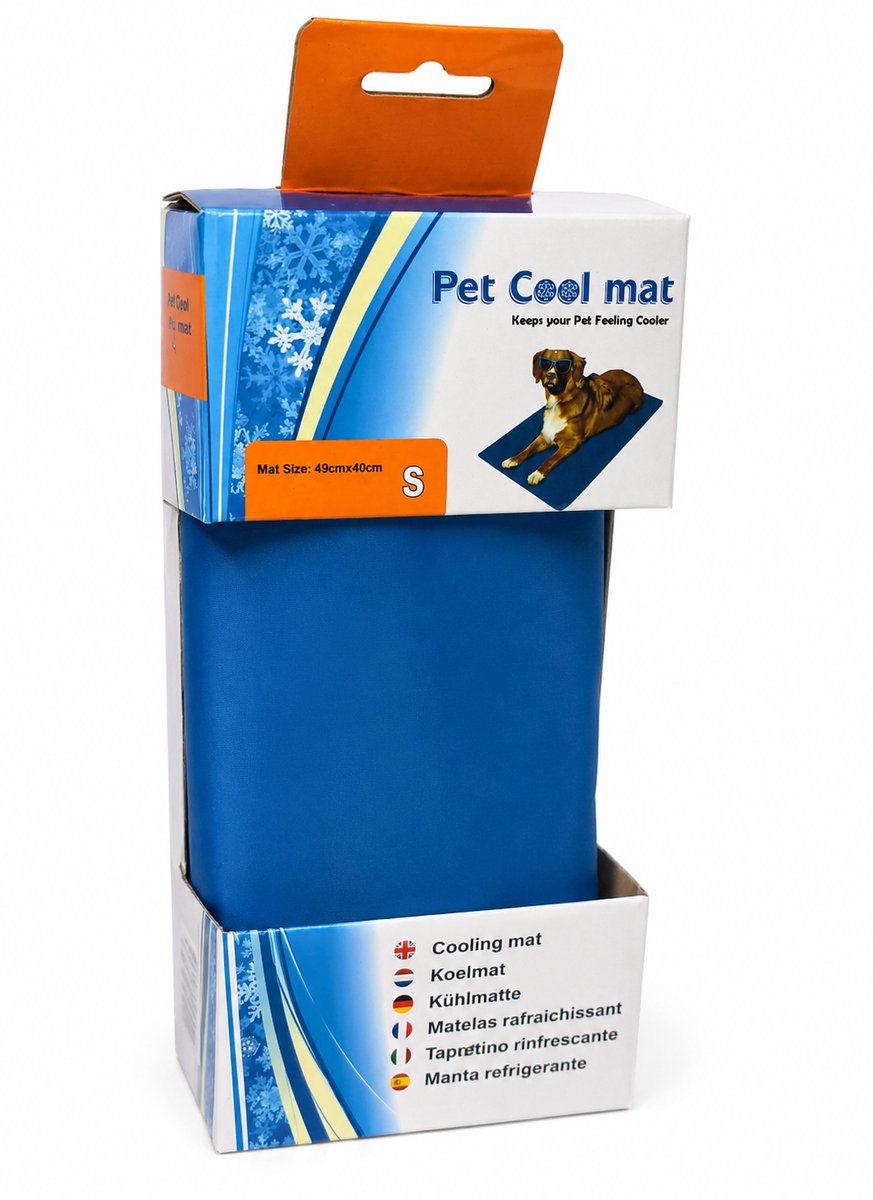Pet Cool Mat Koelmat Hond – Zelfkoelend Zonder Water of Stroom – Verkoelende Hondenmat Blauw 49x40 cm – Maat S