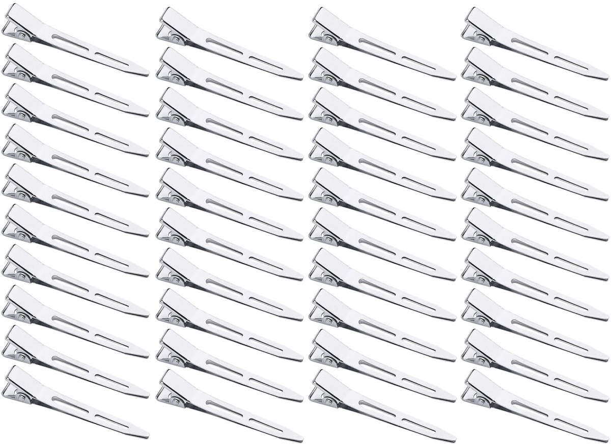 Dailygoods - Dailygoody - Pin Curl Duck Bill Clips - Haarspeldjes voor Styling - Zilver - Metalen Haarclips voor Vrouwen - 40 Stuks voor Salon en DIY