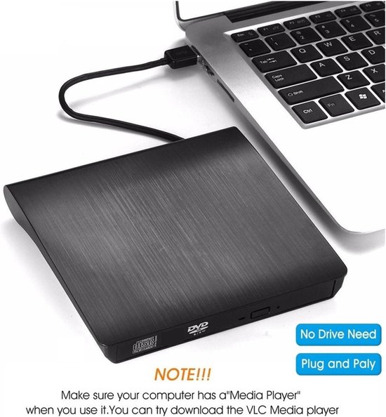 Externe DVD Speler - USB DVD Drive - Films Kijken - Snelle Gegevensoverdracht - Slim - Zilver — afbeelding 4