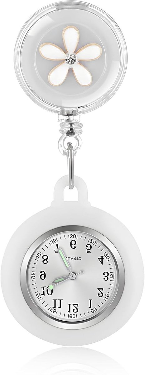 Digitale Ziekenhuisklok met Silicone Clip en Hangfunctie - Wit, Ideaal voor Verpleegkundigen en Medisch Personeel